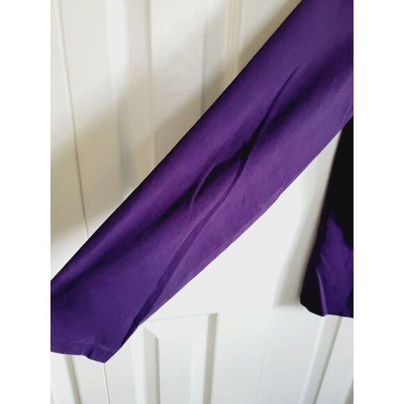 Lands End M Purple Top Long Sleeve Cotton Stretch Pink Neck Trim Round Neck - Picture 5 of 6